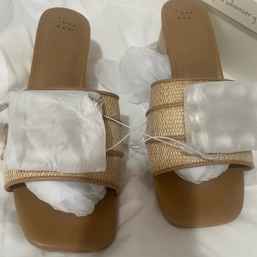 a new day Tan and Cream Mules with Block Heel - Picture 11 of 13